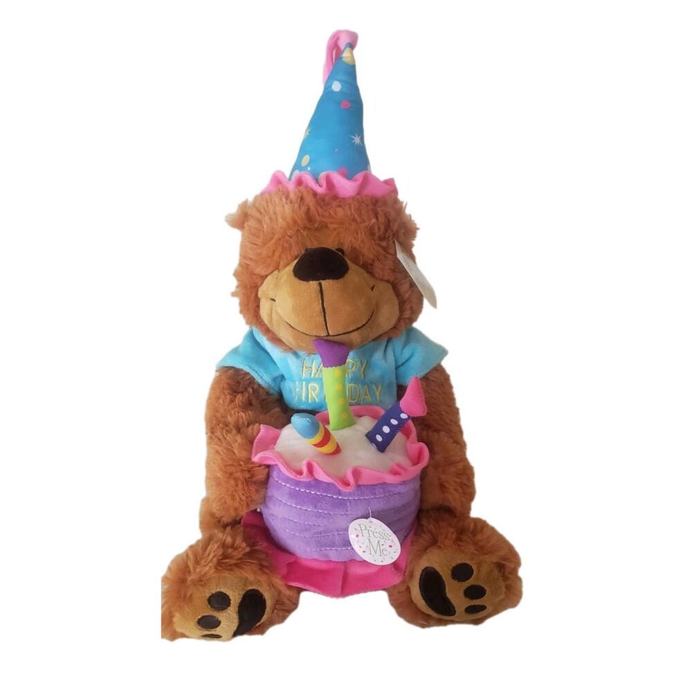 Happy Birthday Bear Burton & Burton Plays Song Plush Stuffed Animal Toy 15" Tall